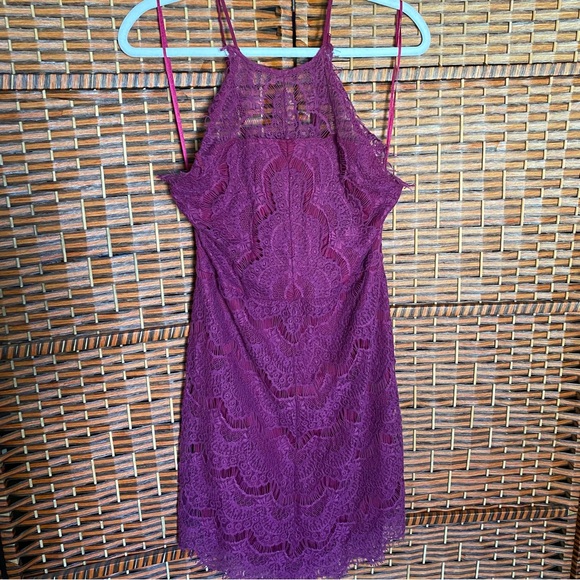 Free People “She’s Got it” In Raspberry Lace Slip Dress - Picture 6 of 10